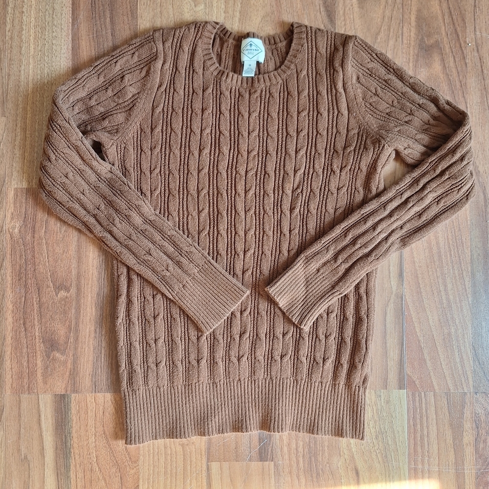 St. John's Bay Brown Crew Neck Sweater Ribbed Knit